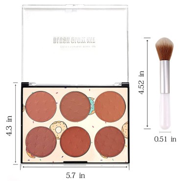 6 Colors Blush Palette with Brush,Face Blush Palet...