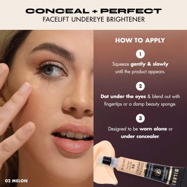 Milani Conceal + Perfect Undereye Brightener for Treating Dark Circles, Face Lift Collection - Rose