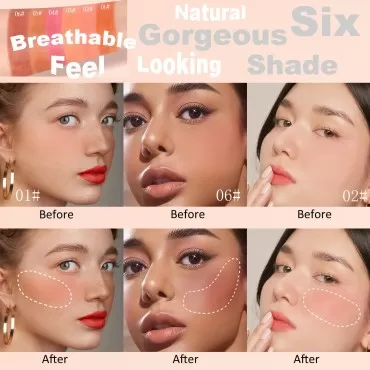 Liquid Blush Make up,Cream Blush for Cheeks,Natural Looking,Lightweight,Breathable Feel,Sheer Flush Of Color,Long-Wearing,Dewy Finish 0.27 Fl Oz (01#02#06#)
