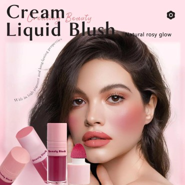 HOSAILY Liquid Blush for Cheeks, Liquid Blush Beauty Wand with Cushion Applicator Easy to Apply, Natural-Looking Long Lasting Smooth Texture Skin Tint Moisturizing Soft Cream Face Blush Makeup (06#)