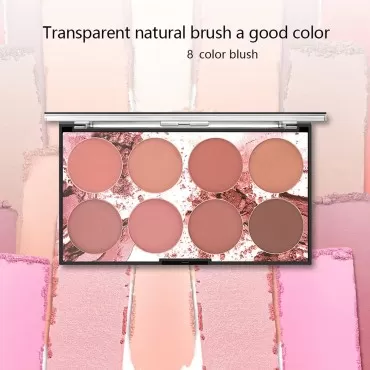Makeup 8 Color Blush Palette, Contour and Highlight Matte Blush Powder Bright Shimmer Cosmetics Blusher Light Face Blush Palette with Blush Brush