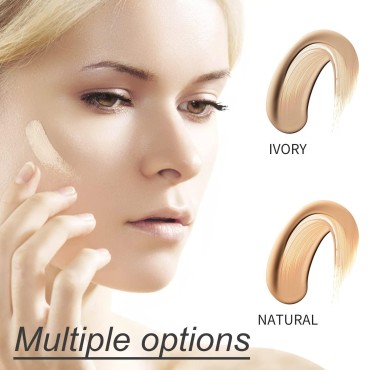 Grospe 2PCS Skin Tone Adjusting CC Cream, Colour Correcting Self Adjusting for Mature Skin, Full-Coverage Foundation, Facial Moisturizing Concealer(Natural+Ivory)