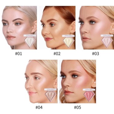 AKARY Face Glitter Blush Pink Shimmer Highlighter Blusher Powder Makeup Cosmetics Facial Contour Corrector Shine Rouge (#03 Fairy Powder)