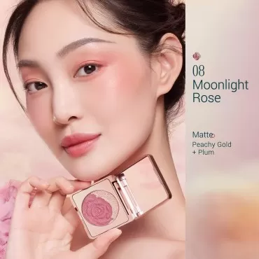 FLORASIS Cream-to-Powder Blush for Eyes Cheeks, Floral Dew Care Lightweight Smooth Blendable Long-lasting Blush (08 Moonlight Rose)