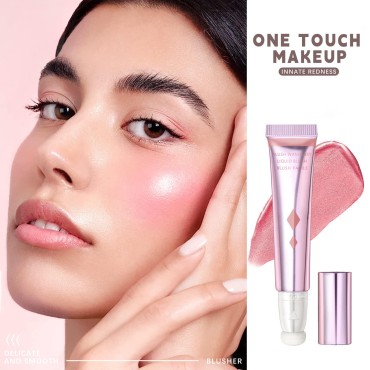 HOSAILY Liquid Blush Beauty Wand Shimmer Blush Stick with Soft Cushion Applicator Silky Smooth Lightweight Blendable Blush Rouge Stick for Cheeks Shimmer Glow Creamy Face Blush Makeup 09#