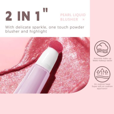 HOSAILY Liquid Blush Beauty Wand Shimmer Blush Stick with Soft Cushion Applicator Silky Smooth Lightweight Blendable Blush Rouge Stick for Cheeks Shimmer Glow Creamy Face Blush Makeup 09#