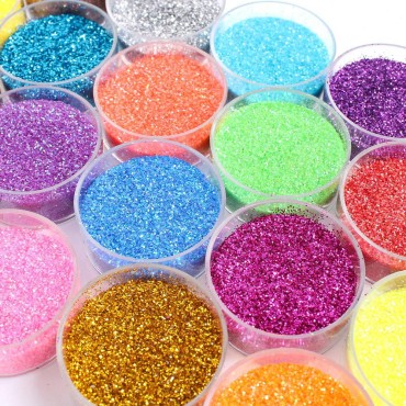 Extra Fine Glitter Powder for Craft, 24 Colors Hol...