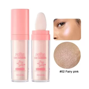 Erinde Highlighter Makeup Stick, Polvo De adas Body Glitter Highlighter Makeup, Face High Gloss Sparkle Loose Highlight Powder, Brightens Makeup Stick for Face Body Hair Cosmetic, 02# Fairy Pink