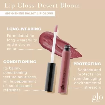 Glo Skin Beauty Lip Gloss | Color and Shine with Lip Nourishing Ingredients, without Stickiness, (Desert Bloom)