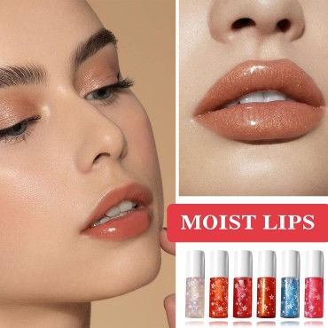 6PCS Pearlescent Liquid Lip Gloss Set,Translucent ...