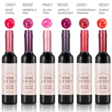 ELAIMEI 6 Colors Wine Lip Tint, Long Lasting Waterproof Lip Gloss Set, Matte Liquid Lipstick Set for Girls & Women
