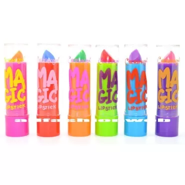 LOT OF 6 CHERIMOYA COLOR CHANGING MAGIC SCENTED LIPSTICK WITH ALOE VERA + FREE EARRING