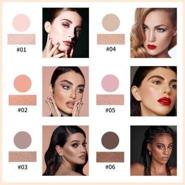 HOSAILY 6 Colors Blush and Highlighter Palette Contour Matte Bronzer Luminizer and Brightening Blush Palette Long Lasting Face Cheek Illuminator Highlighter Blush Contour Palette