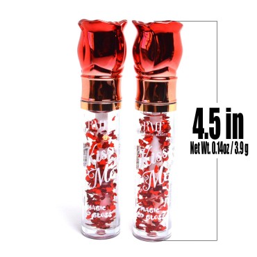 ROMANTIC BEAUTY 2PCS of Kiss Me Magic Lip gloss Vitamin E Lipglosses Lipgloss Mineral Oil LG7041 + Free Zipper Bag