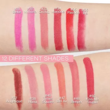 Miss Rose Long-lasting Lipstick Set, 12 PCS Multi Colored featuring full-pigment lip color with a smooth, ultra-matte finish in 12 shades