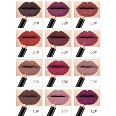 Dioche 12pcs/set Lip Liner Pen, Professiona Lipstick Pen Waterproof Long-lasting Lip Liner Pencil Lipliner Pen Makeup Cosmetic