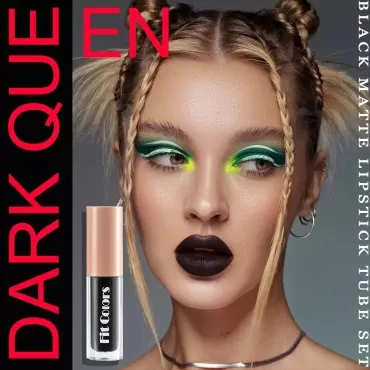 MIESCHER 3Pcs Black Matte Lipstick Tube Set, Waterproof Lip Gloss High Pigmented Matte Velvety Creamy Lipstick, Smudge Proof & Non-stick Lip Stain Lip Stick, No Fading, Vivid Colors, Intense & Bold Color Lips Makeup for Women (03# Dark)