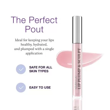 SBLA Beauty Lip Plump & Sculpt, Hydrating Lip Plumper Gloss, Instantly Plumps Lips & Creates Fuller Pout, Baby Glow (Light Pink), 0.11 Oz