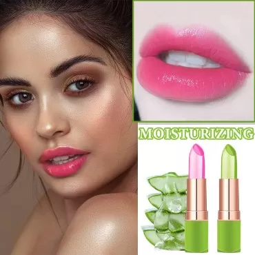 2 PCS Jelly Crystal Aloe Vera Lipstick,Magic Tempe...