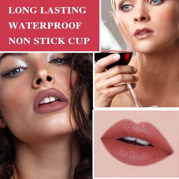 LZYLLS 3 Colors Matte Lipstick Set Waterproof Long Lasting Non-Stick Cup Velvet Lip Gloss Smooth Nourish Matt Finish Lipstick Moisturizing Lipgloss Nude Lip Stick Stain Nude Lipstick Set(#01