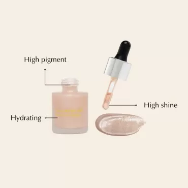 EpiLynx by Dr. Liia Liquid Highlighter Drops with Mica For Contouring and Creating an Illuminating Glow, Sparkles - Allergen Free, Vegan - Creamy Glaze, 30mL