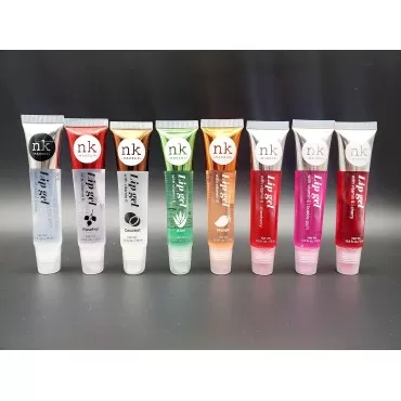 VARIETY SET OF 8 NICKA-K Vitamin-E Lip Gloss (Clear, Rosehip, Coconut, Aloe, Mango, Strawberry, Bubble Gum, Cherry )