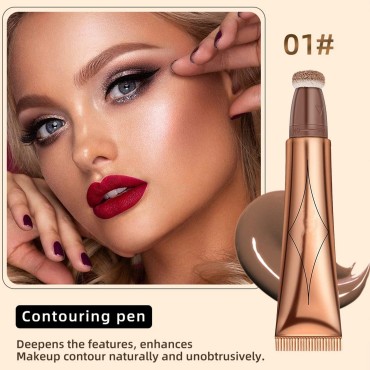 3PCS Body&Face Creamy Contour Beauty Stick,Face Blush Wand with Cushion Applicator,Shimmer Liquid Highlighter Makeup Stick,Long Lasting and Water-resistant Smooth Moisturize Gliding Face Makeup.#136