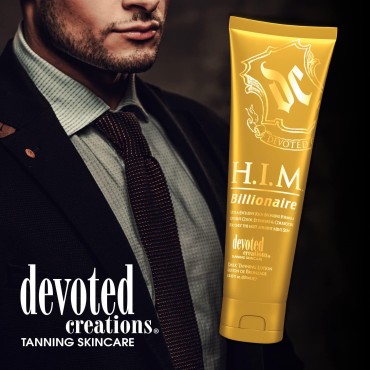 Devoted Creations H.I.M Billionaire Dark Tanning Lotion - Ultra-Exclusive Rich Bronzing Formula with Opulent Color Extenders and Correctors - 8.5 oz.