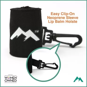 MHO Containers | Black Neoprene Sleeve Lip Balm Holders | Swivel Clip for Versatile Attachments - Pack of 6