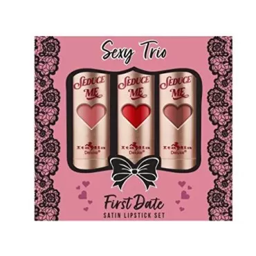 Italia Deluxe SEXY TRIO Satin Lipstick Set of 3 [FIRST DATE] Natural Beauty / Confident / Red Bottoms