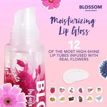 Blossom Scented Moisturizing Lip Gloss Tubes, Infu...