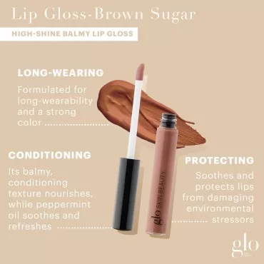 Glo Skin Beauty Lip Gloss in Brown Sugar - Sheer Shimmery Toasted Bronze - 20 Shades - Non-Sticky - Cruelty Free