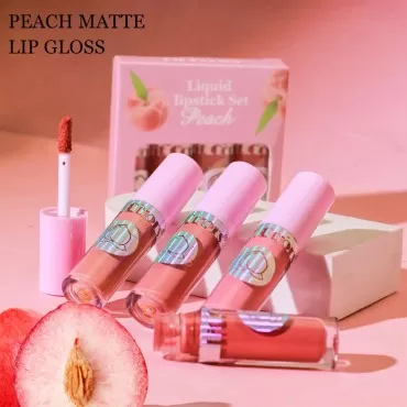 4 Pcs Pink Matte Lipstick Lip Gloss Set, Long Last...