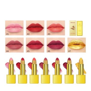 BEUKING Gold Lipstick Velvet Nude Red Pink Lip Tin...