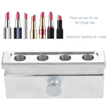 Lipstick Mold And Container,DIY Lipstick Mold, Aluminum Alloy Lip Balm Mold Holder Cosmetic Lipstick Making Kits Lip Gloss Balm Fill Maker Molding Tools(4 Hole Single Use)