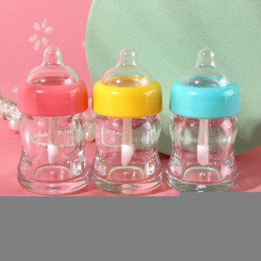 LBERDAN 30 Pcs Baby Bottle Lip Gloss Tube Lip Glaze Container Refillable Milk Bottle Empty Lipstick Tube Plastic Transparent Lip Gloss Cosmetic Packaging Container for DIY Lipstick Samples, Multicolor