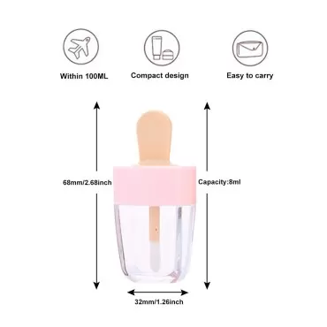 FZBNSRKO 20 Pcs Empty Lip Gloss Containers Ice Cream Shaped Lip Gloss Tubes Refillable Lip Balm Tube Bottles for DIY Cosmetics(Mixed color,8ml)