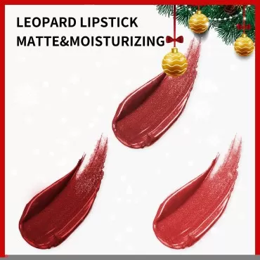 Erinde Leopard Matte Lipstick Makeup Set, Non-Stick Cup Red Lipstick, Long-Lasting Wear, Not Fade Waterproof, Moisturizing Makeup Lip Stain, Color Sensational, Thanksgiving Gift Presents