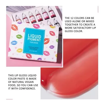 KYDA 12 Colors Lipstick Liquid Pigment Set,DIY Lip Gloss Pigment,Edible Coloring Pure Plant Pigment Only for Lip Gloss Base-Set A