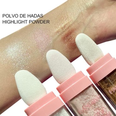 Highlight Powder Highlighter Blusher Sparkly Shimmery Sexy Contour Fairy High Gloss Powder For Face Body Makeup Beauty (01 White moonbeam)