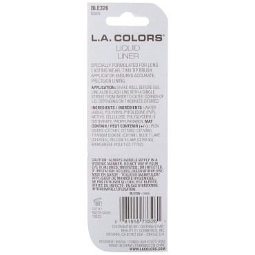 L.A. COLORS Thin Tip Liquid Liner, Black, 0.22 Ounce