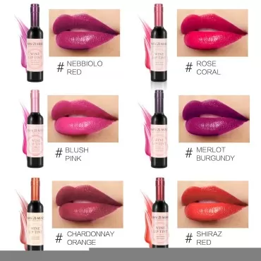 6 Colors Lip Gloss Set Wine Lipstick Matte Long La...