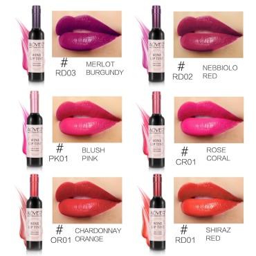 Lavan 6 Color Lip Stain set, Wine Lipstick Matte Long Lasting Waterproof Lip Tint, Natural Red Lipstick Wine Bottle Lip Gloss ,Non-Stick Cup Lip Make Up Gift for Girls & Women
