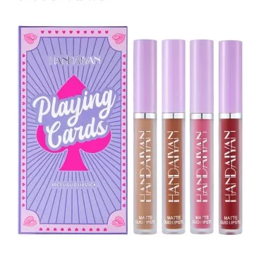 MIESCHER 4Pcs Matte Liquid Lipstick Makeup Set Kit, Long Lasting Waterproof Professional Colorful Cosmetics Lip Gloss, Non-Stick Cup Pigmented Lip Makeup Gift Sets for Girls Women Halloween Christmas (Set 05)