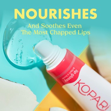 Kopari Coconut Lip Glossy | Clear 3 Pack | Vegan Hydrating Moisturizing Lip Oil Vitamin E Shea Butter Long Wear High Shine Non Sticky | Natural Clean Plant Based Non Toxic Balm Paraben Free Organic