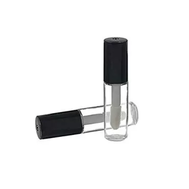 DNHCLL 5 PCS 1.3 ML Mini Reusable Empty Black Cap Plastic Empty Clear Lip Gloss Tube Lip Balm Cute Bottle Cosmetic Gloss Container Tubes Travel,DIY Lipstick Container Vials