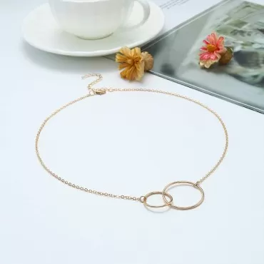 Edary Rings Pendant Necklace Gold Necklaces Fashion Necklace Chain Jewelry Accessories for Women and Girls(Gold)