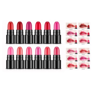 Dioche 12Pcs Capsule Pills Lipstick, Makeup Waterproof Matte Lip Gloss Long Lasting, Not Stick to the Cup Base Lipgloss Cosmetic