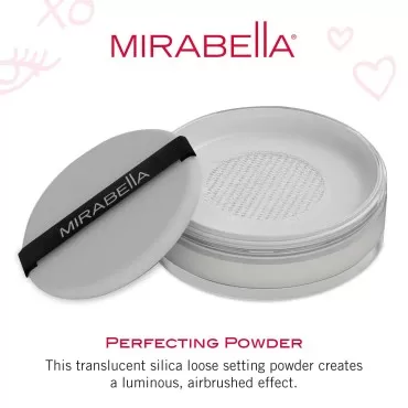 Mirabella Perfecting Loose Powder, Translucent, Anti-Aging, Light-Diffusing Silica Makeup Setting Powder with Antioxidants with Oil Control. Matte Finish for all Skin Types