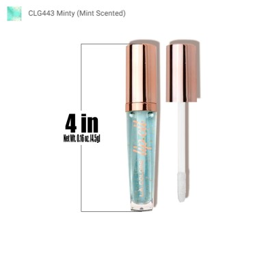 LA Colors 1 Lip Oil Lipgloss [ CLG443 Minty : Mint Scented ] Lip Gloss Balm Ultra Hydrating Formula + Free Zipper Bag